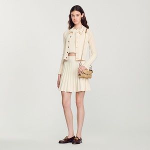 Sandro Women's Aura Knit Eyelet Cardigan - Ecru